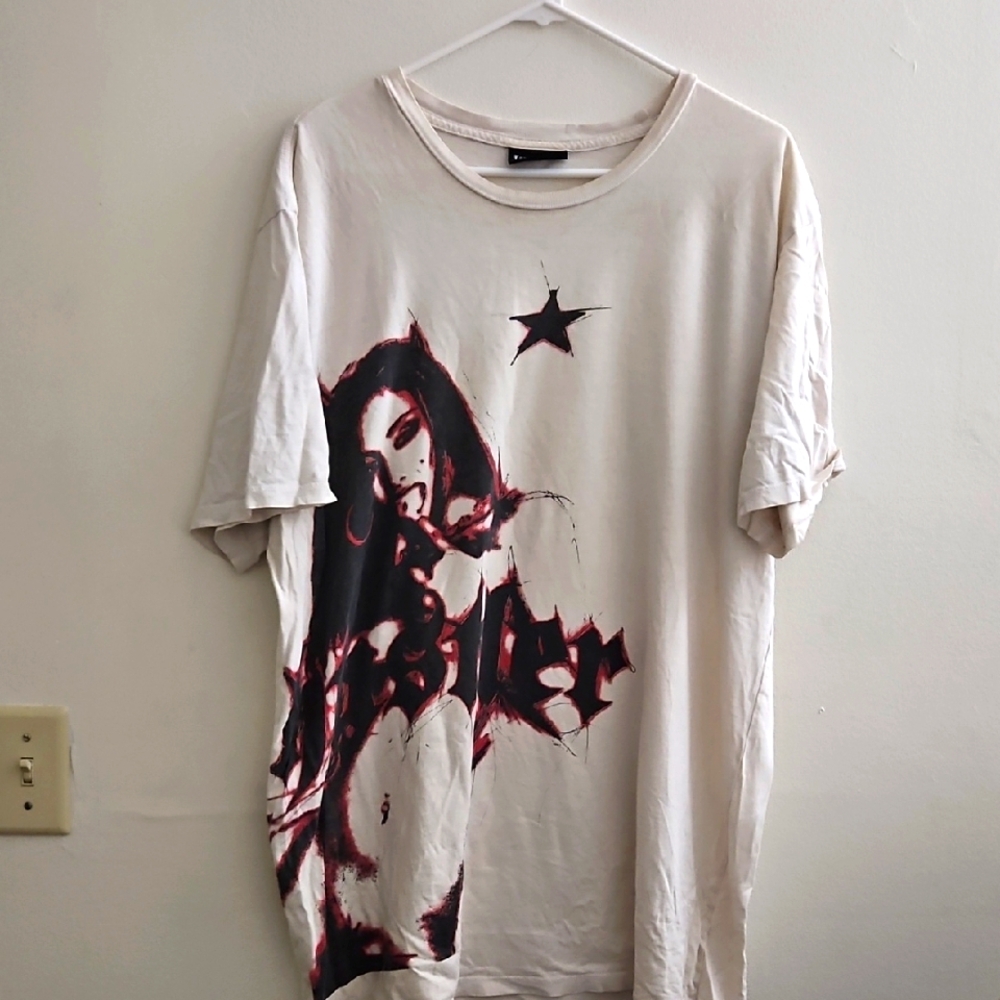 XL Hustler Hollywood Cream and‎ Black Graphic Tee